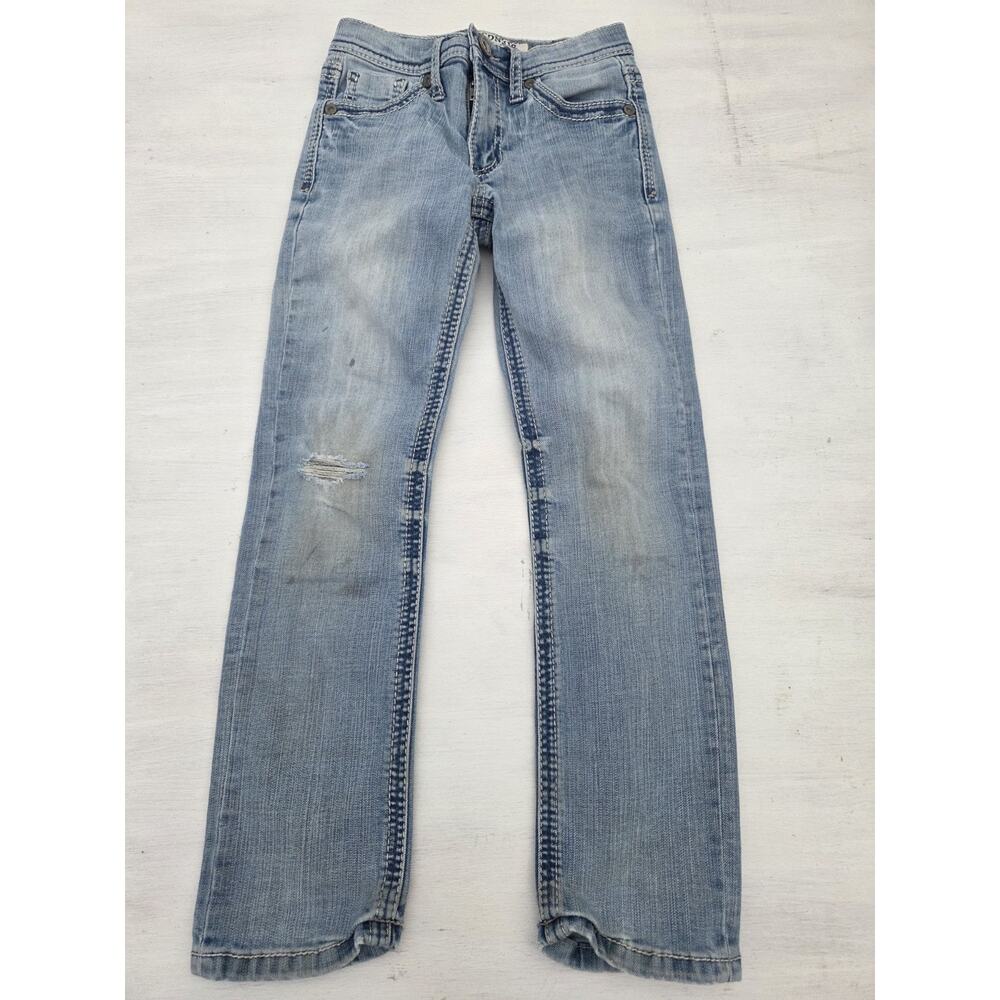 BKE Conner Straight Jeans Youth Size 8 Regular Buckle Light Blue Distressed